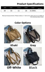Detail view of canvas tote bag colors showing strap texture and spacious interior layout