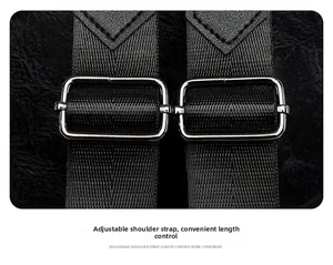 Macro shot of adjustable metal buckle and textured nylon strap for women's backpack
