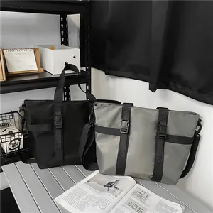 Sac fourre-tout en tissu Oxford grande capacité noir et gris pour voyage et travail