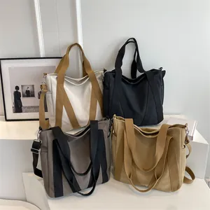 Large Capacity Canvas Tote Bag For Women Fashion Crossbody Shoulder Bag Minimalist Commuter Handbag Daily Casual Travel Bag
