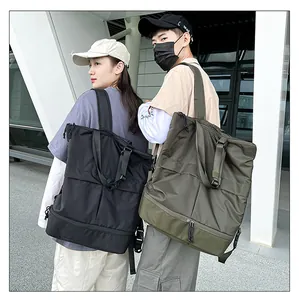 Vielseitiger Nylon Rucksack und Tragetasche in Schwarz und Olivgrün für Damen und Herren