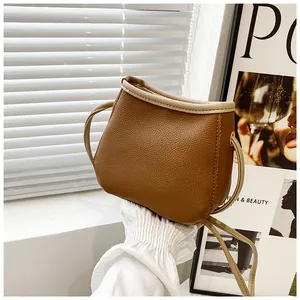Sac Seau Femme Motif Litchi En Cuir PU Avec Petite Pochette Couleur Contrastée Sac Bandoulière Minimaliste Quotidien Sac À Main