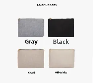 Muestra de colores de bolsos de lino en gris, negro, kaki y crema con cremalleras oro