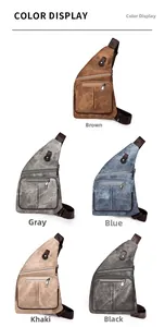 Vue avant de sacs bandoulière en toile multicolores en marron gris bleu kaki et noir