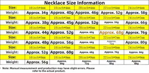 Size guide for stainless steel Cuban link chains showing widths from 4mm to 9mm and weight details