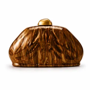 Acrylic marble clutch bag with gold spherical clasp for luxury evening wedding parties