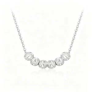 S925 Sterling Silver Transfer Bead Necklace For Women Minimalist Dainty Clavicle Chain Gold Silver Plated Geometric Starburst Pattern Jewelry Gift