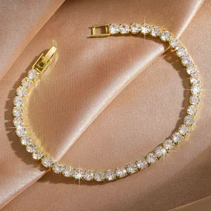 Brass AAA Zircon Tennis Bracelet Elegant Simple Minimalist Trendy Jewelry Gift For Women Gold Silver Plated