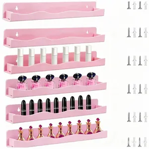 Acrylic Floating Wall Shelves 6 Pack Wave Design Storage Rack For Nail Polish Record Perfume Makeup Display Shelf