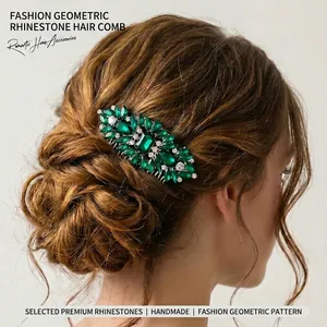 Peigne À Cheveux De Mariage Rétro Alliage Strass En Verre Fleur Feuille Coiffe De Mariée Pour Femmes Soirée Accessoire