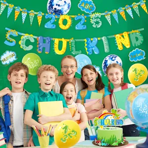 Schulkind school enrollment party set with 2026 balloons and blue education decor
