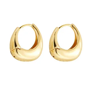 Elegant gold water-drop hoop earrings featuring a French luxury crescent-shaped design