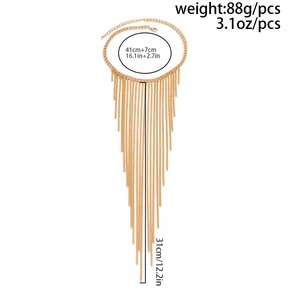 Detail of gold multi-layer tassel body chain with 41cm necklace and 31cm fringe length