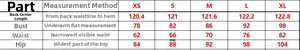 Detailed size chart for elegant off-shoulder evening dress from size XS to XL in centimeters
