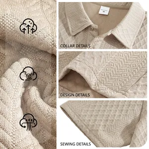 Men's breathable beige knit polo shirt featuring textured jacquard pattern and collar detail