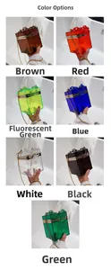 Grid display of transparent acrylic handbags in seven vibrant colors with chain straps