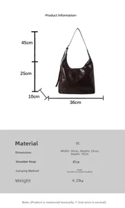 Guide des tailles du grand cabas en similicuir avec dimensions 36x25x10cm et sangle