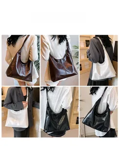 Trois couleurs de grand sac hobo portées par des mannequins sous différents angles