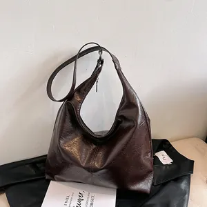 Sac à Bandoulière Hobo en Cuir PU Plissé Grande Capacité Pour Femmes Mode Sac Fourre-tout Minimaliste Pour Travail Quotidien