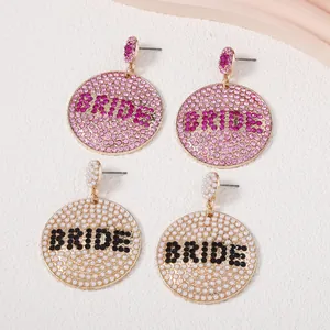 Mode Legierung Strass Kunstperle Braut Brief Runde Ohrhänger Für Hochzeit Party Damen Schmuck Zubehör
