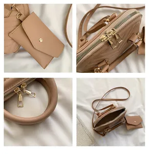 Détails du sac en similicuir matelassé en V avec fermetures dorées et petit porte-monnaie