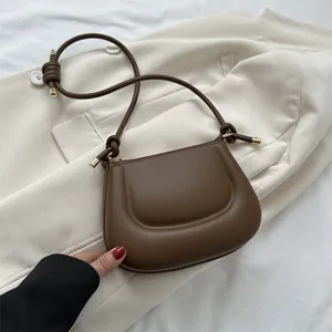 Borsa Sotto l'Ascella da Donna in Pelle PU Tinta Unita Minimalista Tracolla a Nodo Trendy Piccola Borsa Quadrata alla Moda