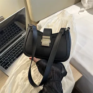 Borsa Sottobraccio in PU Design di Nicchia Francese per Donna Moda Coreana Tinta Unita Borsa a Mano Minimalista a Tracolla
