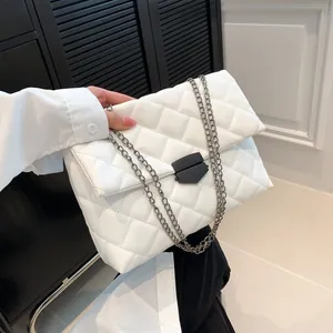 Damen Rauten Gesteppt Kette Schultertasche PU Leder Mode Kleine Quadratische Tasche Umhängetasche Täglich Pendler Umhängetasche