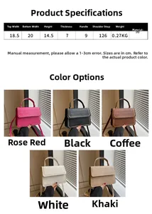 Detailed dimensions and color options for crocodile embossed PU leather handbag