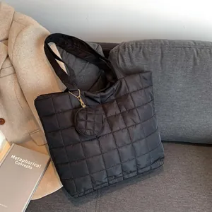 Damen Gesteppte Puffer Tote Bag Große Kapazität Schulter Handtasche Mit Runder Münzbörse Lässige Street Fashion Einkaufstasche
