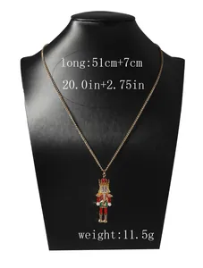 Detail showing 51+7cm golden chain length for enamel nutcracker soldier pendant necklace