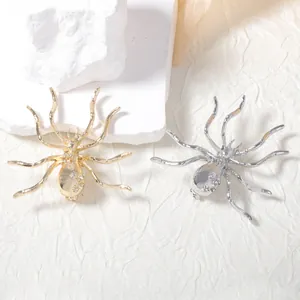 Vintage Gothic Exaggerated Alloy Spider Brooch With Rhinestones Animal Shape Fashion Jewelry Pin For Women Daily Party