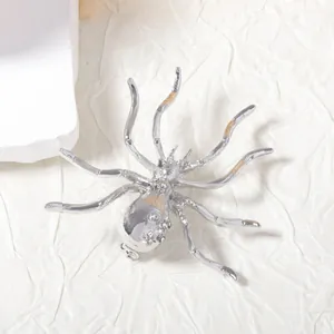 Gothic silver spider brooch with polished metallic finish for daily versatile wear