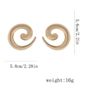 Tabella taglie dettagliata per orecchini a spirale dorati di 5,6 cm per 5,8 cm di diametro