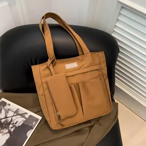 Bolso Tote de Nylon de Gran Capacidad para Mujer Bolso de Hombro Minimalista con Múltiples Bolsillos y Bolsa Pequeña Estilo Coreano Bolso de Moda para Escuela Trabajo