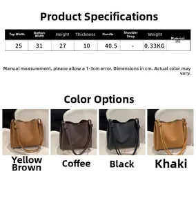 Tableau des tailles et infographie des couleurs pour le cabas en cuir PU de qualité