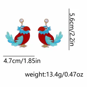 Spécifications de taille des boucles d'oreilles perroquet en acrylique et paillettes