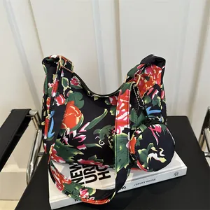 Vintage Ethnic Style Women Tote Bag Large Peony Floral Print PU Shoulder Bag With Round Pouch Trendy Folk Art Handbag