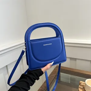 Minimalist Women's PU Leather Small Square Bag With Semi-Circular Handle Fashion And Bags Print Shoulder Crossbody Handbag