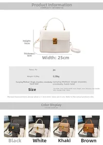 Detailed dimension guide and color options for the minimalist crossbody bag with S-lock