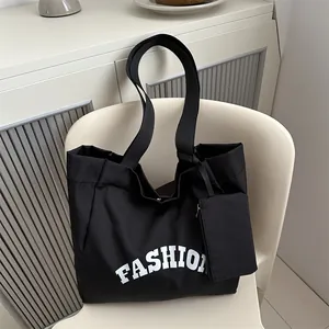 Women Large Capacity Fashion Letter Print Tote Bag Oxford Cloth Shoulder Bag With Sub Bag Simple Casual Handbag For Daily School