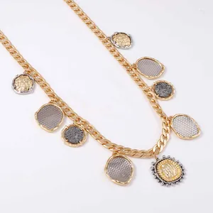 Vintage gold alloy waist chain featuring coin medals and religious relief pendants