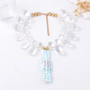 Colorful beaded necklace with waterdrop beads and lucky candy pendant for women