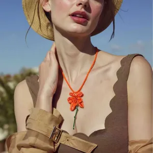 Übertriebene Mode Legierung Blume Anhänger Seil Halskette Bunte Tropföl Blumen Choker Mit Verlängerungskette Schmuck Für Damen