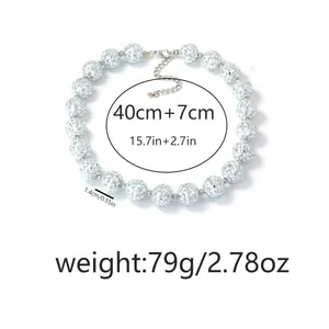 Disco ball beaded necklace details with 40cm+7cm length and 1.4cm mosaic beads