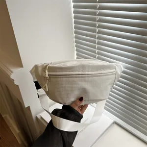 Modern Grid Nylon Waist Bag For Women Men Casual Sport Chest Bag Waterproof Minimalist Crossbody Bag With Adjustable Strap