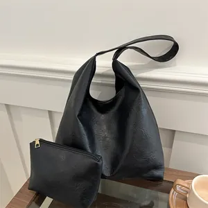 Damen Casual Große Kapazität PU Leder Plissiert Tragetasche Und Beutel Retro Pendler Hobo Einzel Schultertasche Für Alltag