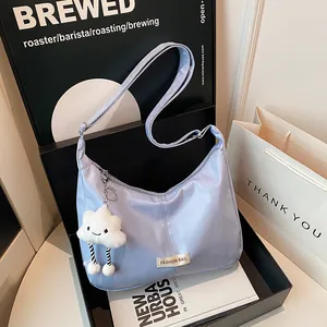 Grote Capaciteit PU Leer Hobo Tas Vrouwen Mode Veelzijdige Crossbody Schoudertas Met Wolk Bedeltje Commuter Tote Tas
