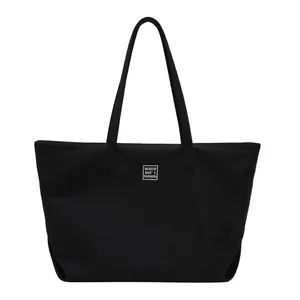 Grand sac cabas noir en nylon avec logo MODIFEI BAG'S FASHION pour le transport quotidien