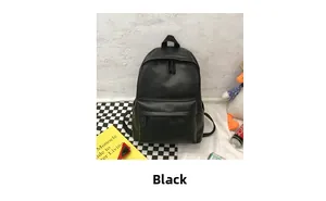 Minimalist black matte faux leather backpack for women shown in a lifestyle studio setting